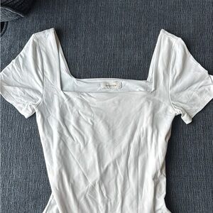 Babaton white square neck bodysuit